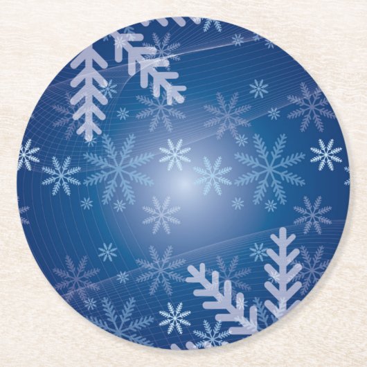 ブルースノーフレーク・クリスマス ラウンドペーパーコースター (正面)