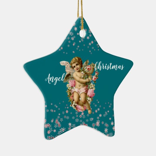 ブルースノーフレーク・スターのキッズクリスマスエンジェル セラミックオーナメント (右)