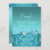 ブルースノーフレーク&ボウイメージ誕生日招待状 招待状 (正面/裏面)