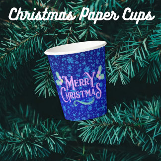 ブルースノーフレーク メリークリスマス 紙コップ