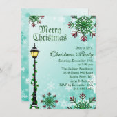 ブルースノーフレーク&ライトクリスマスパーティの招待状 招待状 (正面/裏面)