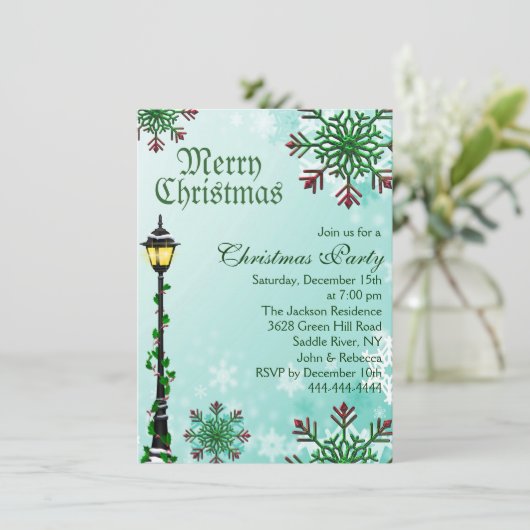ブルースノーフレーク&ライトクリスマスパーティの招待状 招待状 (スタンド正面)