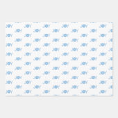 ブルースノーフレーク、喜びとクリスマスボールパターン ラッピングペーパーシート (正面2)