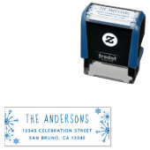 ブルースノーフレーク |家族のクリスマス差出人住所 セルフインキングスタンプ (インサイチュ)