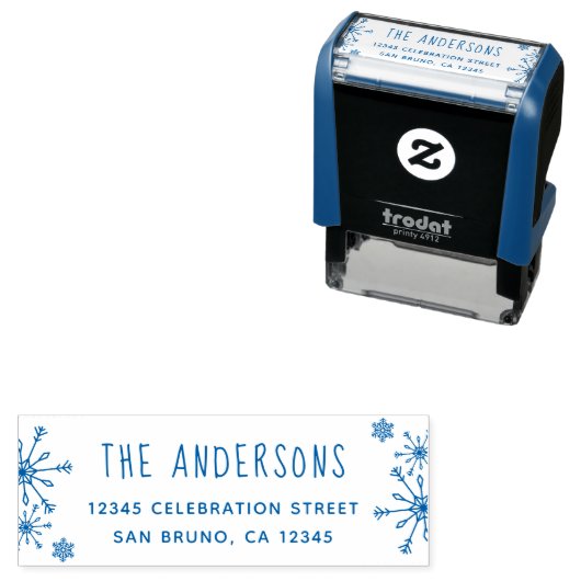 ブルースノーフレーク |家族のクリスマス差出人住所 セルフインキングスタンプ (インサイチュ)
