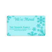 ブルースノーフレーク「私たちは移動した」クリスマスラベル ラベル (正面)