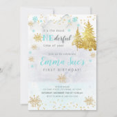 ブルースノーフレークONEderful Time of Year誕生日 招待状 (正面)