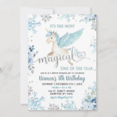 ブルースノーマジカルユニコーンウィンター誕生日 招待状 (正面)