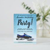 ブルースノーモービル冬の誕生日パーティーはがき ポストカード (スタンド正面)