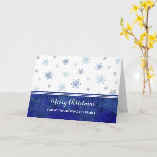 ブルースノー孫と家族メリークリスマス カード (黄色い花)