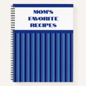 ブルースパイラルストライプのレシピノートブック ノートブック (正面)