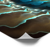 ブルースパイラル抽象デザインフラクタル ポスター (角)