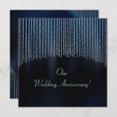 ブルースパークリンググリッター 結婚記念日 招待状 (正面/裏面)