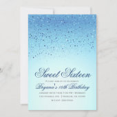 ブルースパークリーグリッター スウィート16 バースデーパーティー 招待状 (正面)