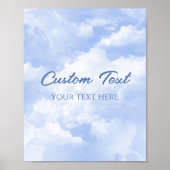 ブルースパークリー雲パーティーカスタム文字標識 ポスター (正面)