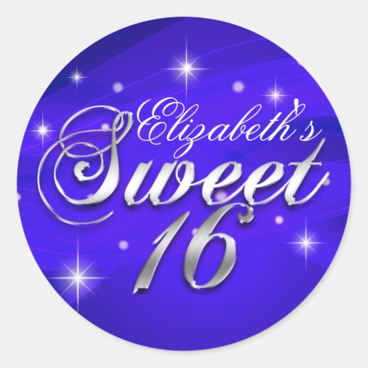 ブルースパークルかわいらしSweet sixteenシール ラウンドシール (正面)