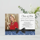 ブルースパークルに見えるリボン写真卒業式 招待状 (スタンド正面)