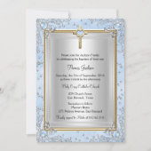 ブルースパークルジュエルバプテスマ《キリスト教》洗礼式や命名式金ゴールド 招待状 (正面)