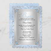 ブルースパークルジュエルバプテスマ《キリスト教》洗礼式や命名式2 招待状 (正面/裏面)