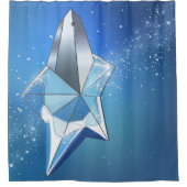 ブルースパークルスター香水ボトルグラム シャワーカーテン (正面)