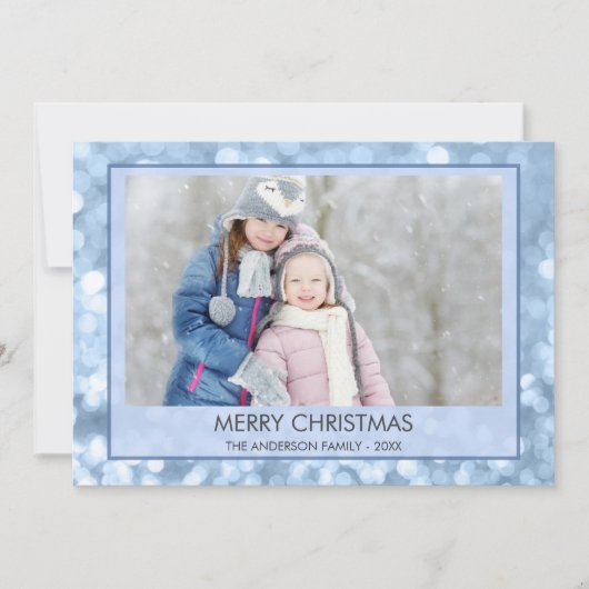 ブルースパークルスノー《写真》ぼけ味クリスマスファミリー写真 シーズンカード (正面)