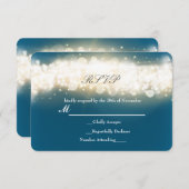 ブルースパークルライトブラストウェディングRSVPカード 出欠カード (正面/裏面)