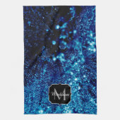 ブルースパークル抽象芸術凍っていバブルMonogram キッチンタオル (縦)