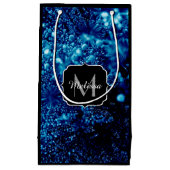 ブルースパークル抽象芸術凍っていバブルMonogram スモールペーパーバッグ (正面)