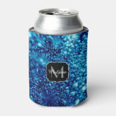 ブルースパークル抽象芸術凍っていバブルMonogram 缶クーラー (缶正面)