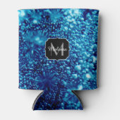 ブルースパークル抽象芸術凍っていバブルMonogram 缶クーラー (正面)