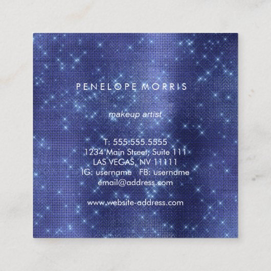 ブルースパーク王室のルグリッター美しいスタイリスト スクエア名刺 (裏面)