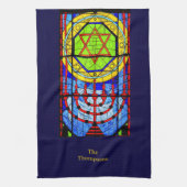 ブルースパーソナライズされたレッズイエローハヌカー キッチンタオル (縦)