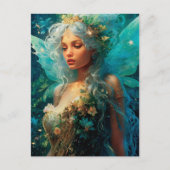 ブルースフェアリーかわいらしガールファンタジーアートハガキ ポストカード (正面)