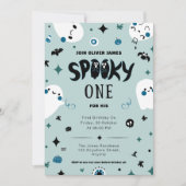 ブルースプキー1ハロウィーン少年1歳の誕生日 招待状 (正面)