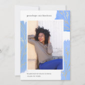 ブルースプラッシュ植物写真卒業パーティー 招待状 (正面)