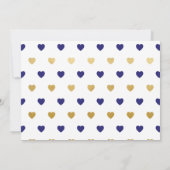 ブルースプリンクルネイビーブルーシャワー金ゴールドベビー招待状 招待状 (裏面)