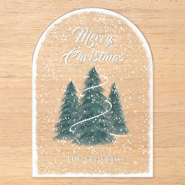 ブルースプルースの雪景色 アクリルクリスマスカード アクリル招待状