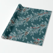 ブルースプルースコーンレッドイレックスベリーズガーランドティール(緑がかった色) ラッピングペーパー (アンロールド)