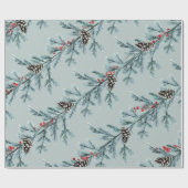 ブルースプルースコーン赤イレックスベリーガーランドスプルース ラッピングペーパー (フラット)