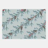 ブルースプルースホワイトコーン赤いベリーガーランド ラッピングペーパーシート (正面3)