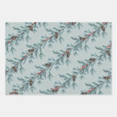 ブルースプルースホワイトコーン赤いベリーガーランド ラッピングペーパーシート (正面2)