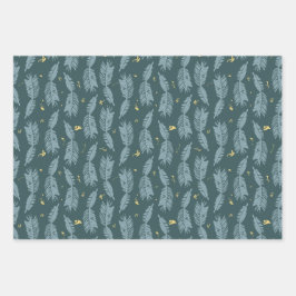 ブルースプルース包装紙フラットシートセット3 ラッピングペーパーシート