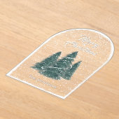 ブルースプルース降雪アクリルクリスマスカード アクリル招待状 (レイダウン)