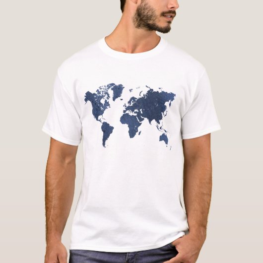 ブルースプレ絵画ーの世界地図 Tシャツ (正面)