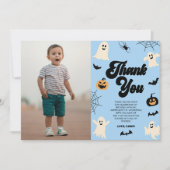 ブルースプーキゴースト ハロウィン フォト バースデー パーティー サンキューカード (正面)