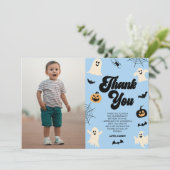 ブルースプーキゴースト ハロウィン フォト バースデー パーティー サンキューカード (スタンド正面)