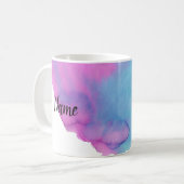 ブルースプ絵を描ラッシュ水色パターンノベルティ コーヒーマグカップ (正面左)