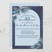 ブルースペインのウィンター花模様35thバースデーパーティー 招待状 (正面/裏面)
