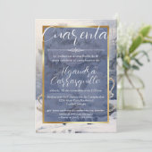 ブルースペインのシック茶かわいらしパーティー40th誕生日 招待状 (スタンド正面)