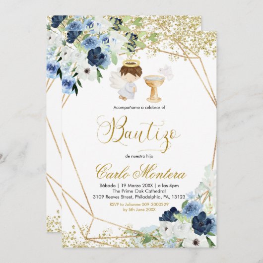 ブルースペインのフローラニñオバウティゾインビタシオン 招待状 (正面/裏面)